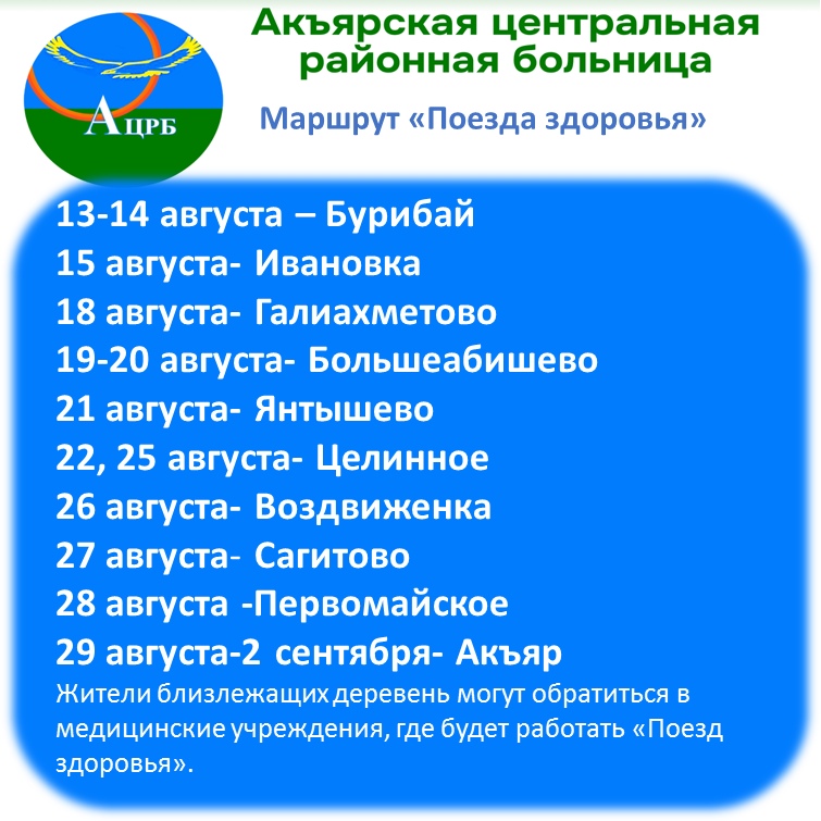 График «Поезда здоровья» на 2025 год в Хайбуллинском районе.